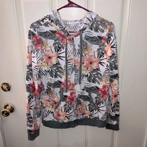 M | Floral Zip Up Hoodie